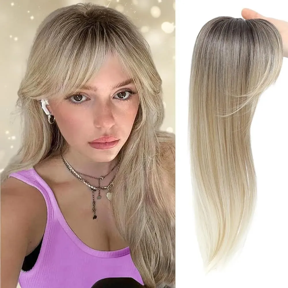 Synthetic Striaght Hair Toppers with Bangs for Women Natural Hairpieces Adding Hair Volume Topper Hair Extensions 18''/10''