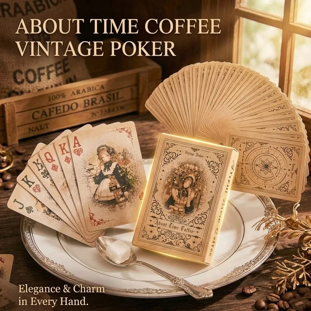 Vintage Fairy Tale Girl Playing Cards 55PCS European Coffee Themed Collectible Deck Art Collection Card Set Perfect as a Gift