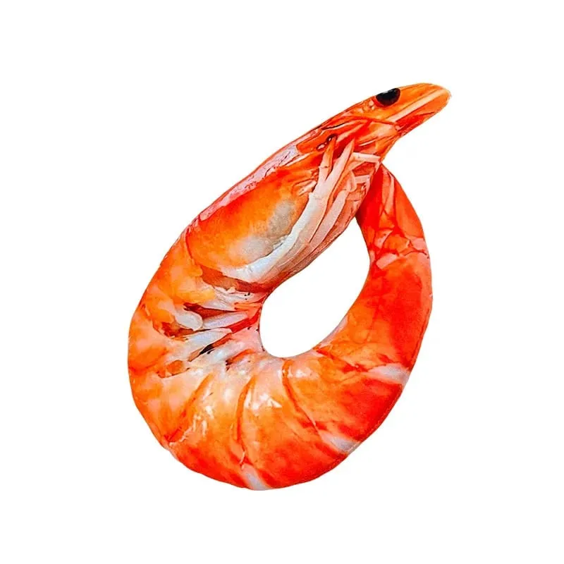 Funny Shrimp Neck Pillow Soft Plush U-shaped Travel Pillow 3D Simulation Neck Cushion for Car Airplane Office Nap
