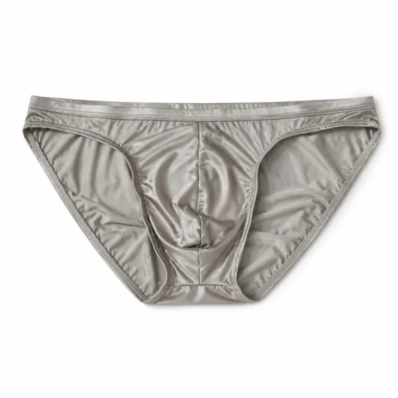 Cool Smooth Men's Underwear Low Waist Bulge Pouch Ice Silk Briefs Lingerie Breathable Satin Silk Panties Daily Routine