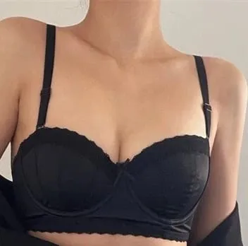 Hot Item French Inspired Minimizer Bra Women Satin Lace Thin Cup Soft Underwire Uplifting Centering Anti-Sagging Solid Comfort
