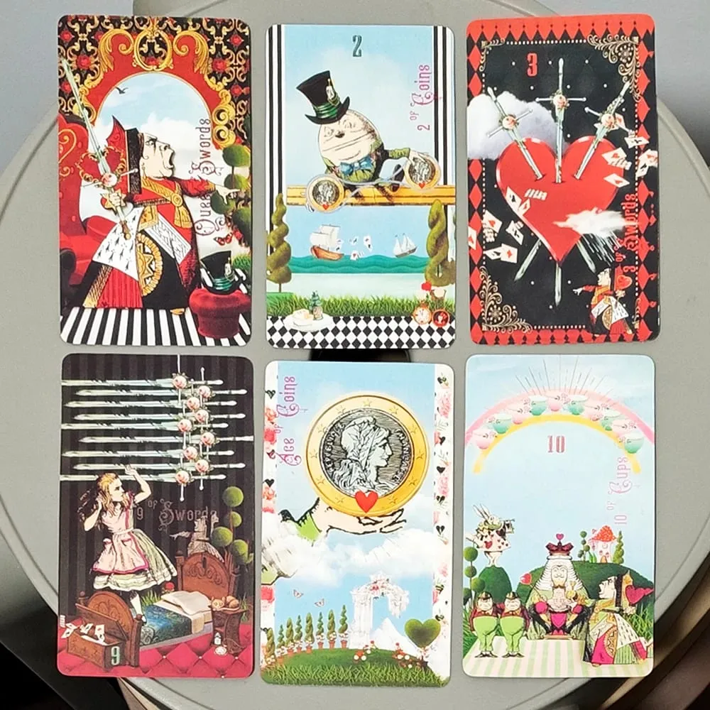 Alice sa Tarotland: Isang Kakatwang 78-Card na Paglalakbay sa Butas ng Kuneho – Classic Tarot Deck 10.3*6cm
