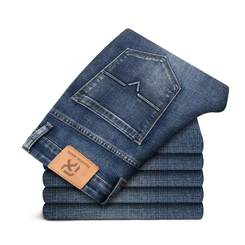 Jean coupe régulière pour hommes, pantalon en tissu Denim extensible bleu clair, Style classique, marque masculine, nouvelle collection printemps été 2026