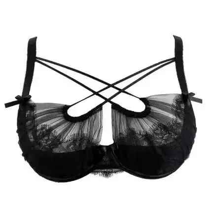 French Romantic Cross Layered Mesh Camisole Padded Bra Women Christmas Sexy Sheer Sleeveless Tank Top Intimate Lingerie Vest