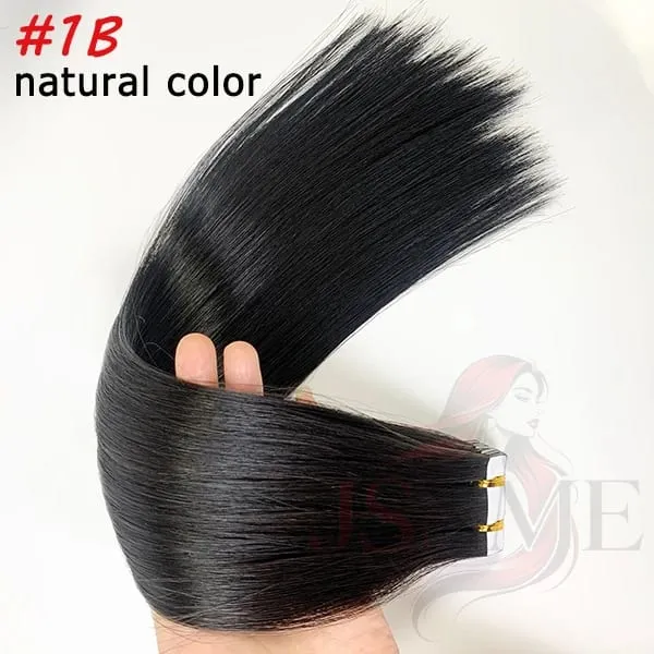 Straight Tape In Hair Extensions Invisible 100% Really Human Hair Tape Ins Black Brown Blonde 16-24 inch For Salon