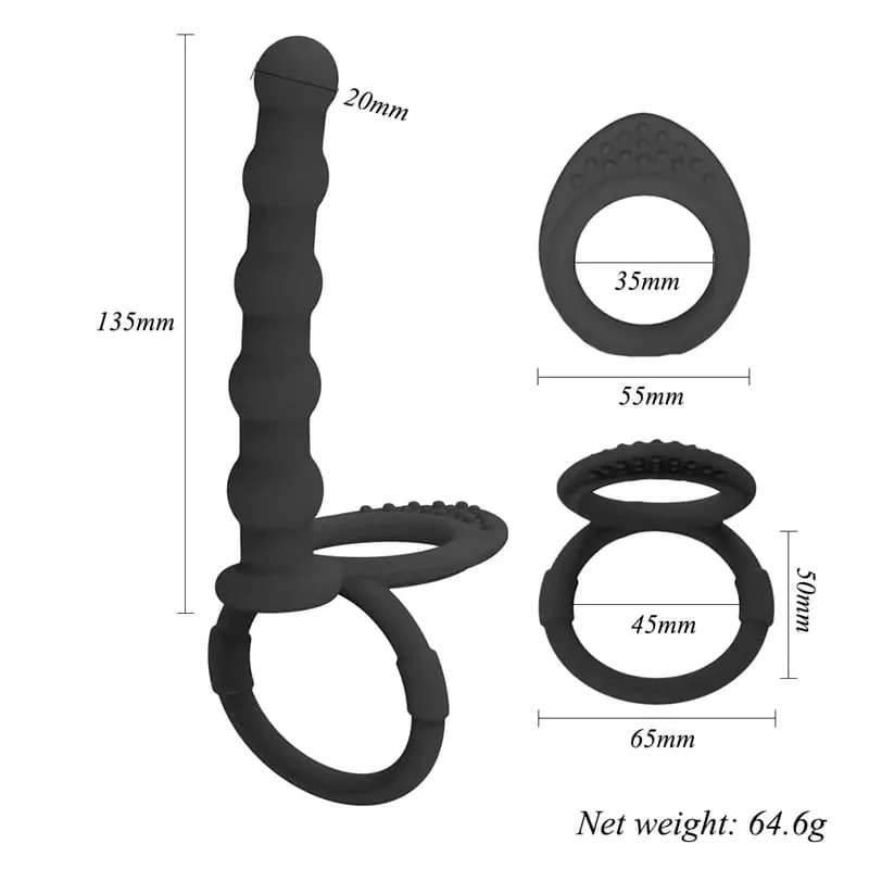 Double Penetration Dildo Penis Delayed Ejaculation Sex Toys For Couples Anal Beads Butt Plug Sex Ring G Spot Massager For Men