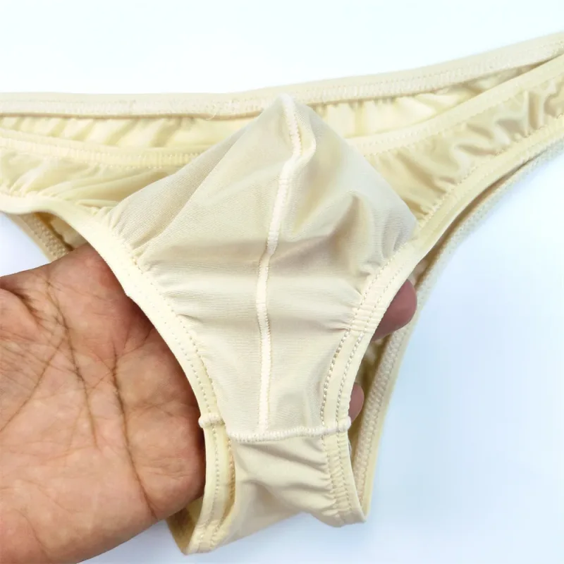 4PCS Men High Fork Briefs Mid Waist Elastic Ice Silk Brief Summer Underpants Ice Silk U Convex Pouch Male Underwear Silky Shorts