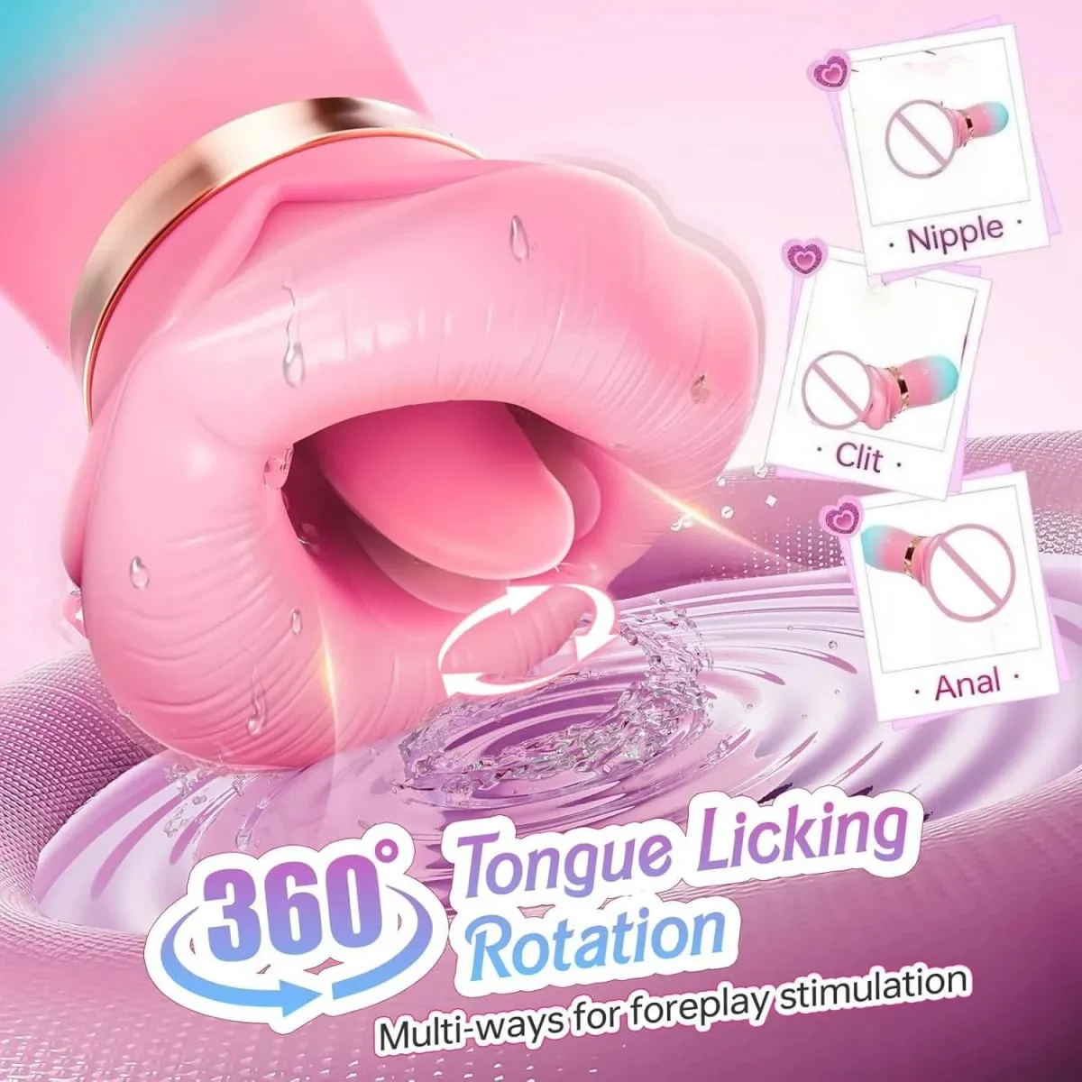 Female 5 IN 1 Tongue Licking Sucking Vibrator APP Control Clit Nipple Stimulator Adult Sex Toys for Women Couples