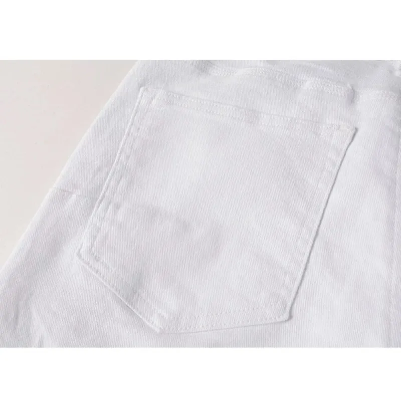Spring New Men's White Skinny Jeans High Quality Slim Fit Trousers Streetwear Hip Hop Style Casual Fashion Stretch Denim Pants