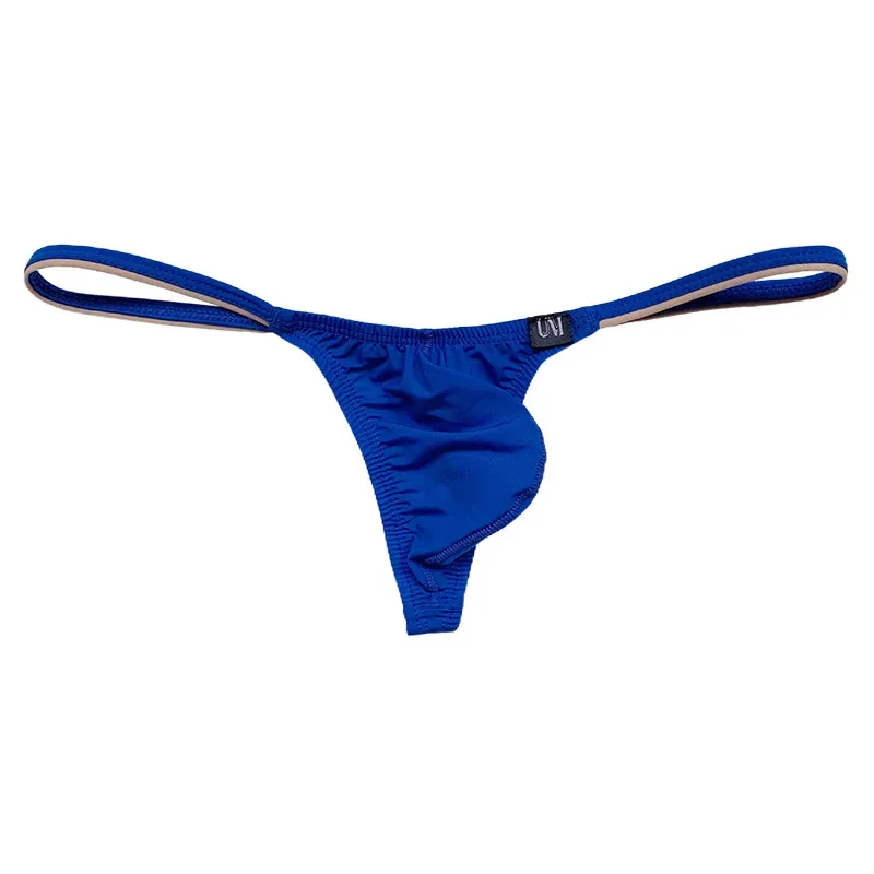 Men's Ice Silk Thin Strap Thong Underwear Low Waist Sexy Breathable Bulge Pouch T-Back Briefs Panties 0116