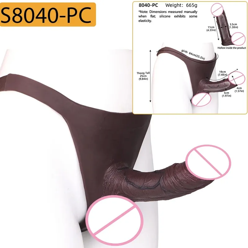 Real Veins Male Penis Sleeve Pants Lifelike Soft Hollow Dildo Men's Wearable Delay Ejaculation Sex Toy Strapon Cock Cover