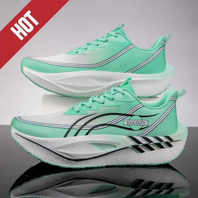 Men Women Carbon Plate Marathon Running Shoes Breathable Lightweight Non-Slip Racing Training Sports Sneakers Walking Outdoor