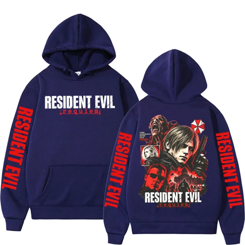Leon Kennedy Resident Evil Requiem Merch sudaderas hombres mujeres Casual alta calidad polar Sudadera con capucha Harajuku clásico gótico sudaderas