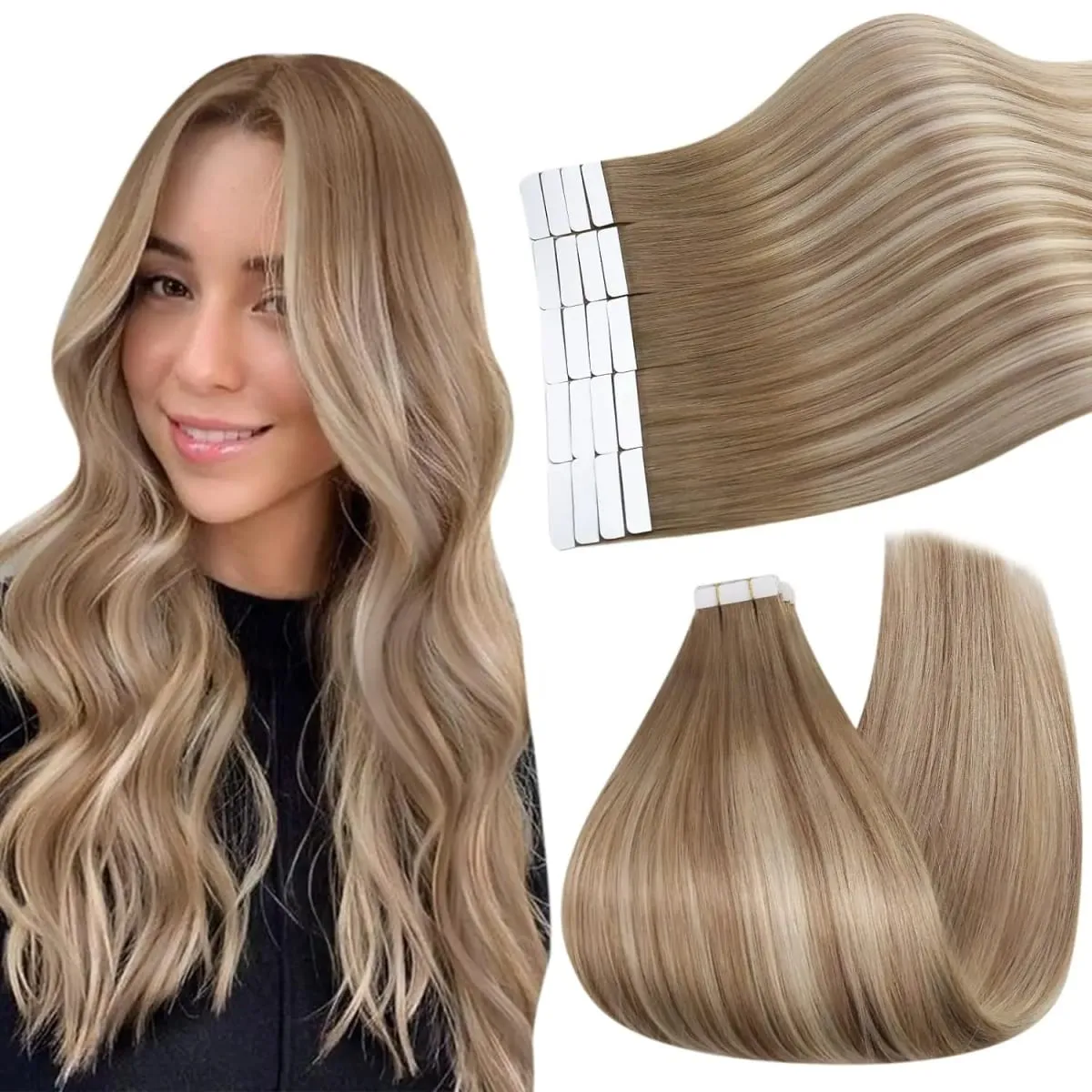 [NEW] Ugeat Tape in Hair Extensions Human Hair Balayage Straight Seamless 12-14inch For Women 20Pcs/Pack 100% Human Natural Hair