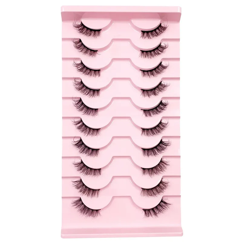 3D Cat Eye Lashes Half Eyelashes 10 Pares Half Lashes Natural Clear Stem False Eyelash Extension Makeup Faux Cils maquiag