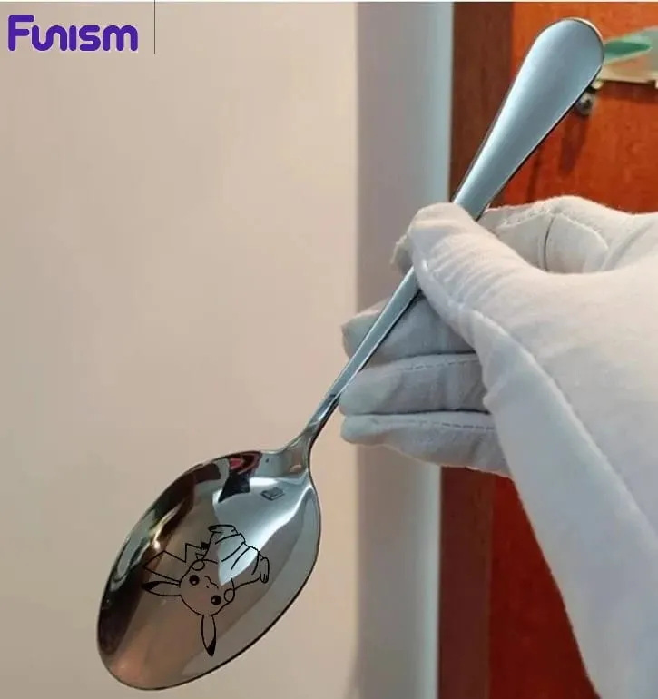 FUNISMPokemon Pikachu Children Spoon Cute Baby Soup Stainless Steel Ladle Home Food for Tableware Spoon Birthday Gifts