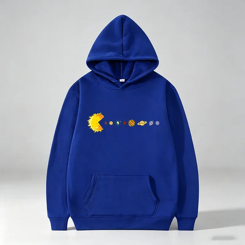 Men's Casual Hoodie Funny Sun Planets Print Pullover Hooded Sweatshirt Long Sleeve Loose Streetwear Hoodies With Pocket wx338