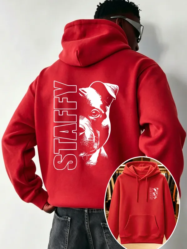 Sport Hooded Sweatshirt Men Staffy Staffordshire Bull Terrier Dog Graphic Pullover AutumnWinter Casual Streetwear Long Sleeve.