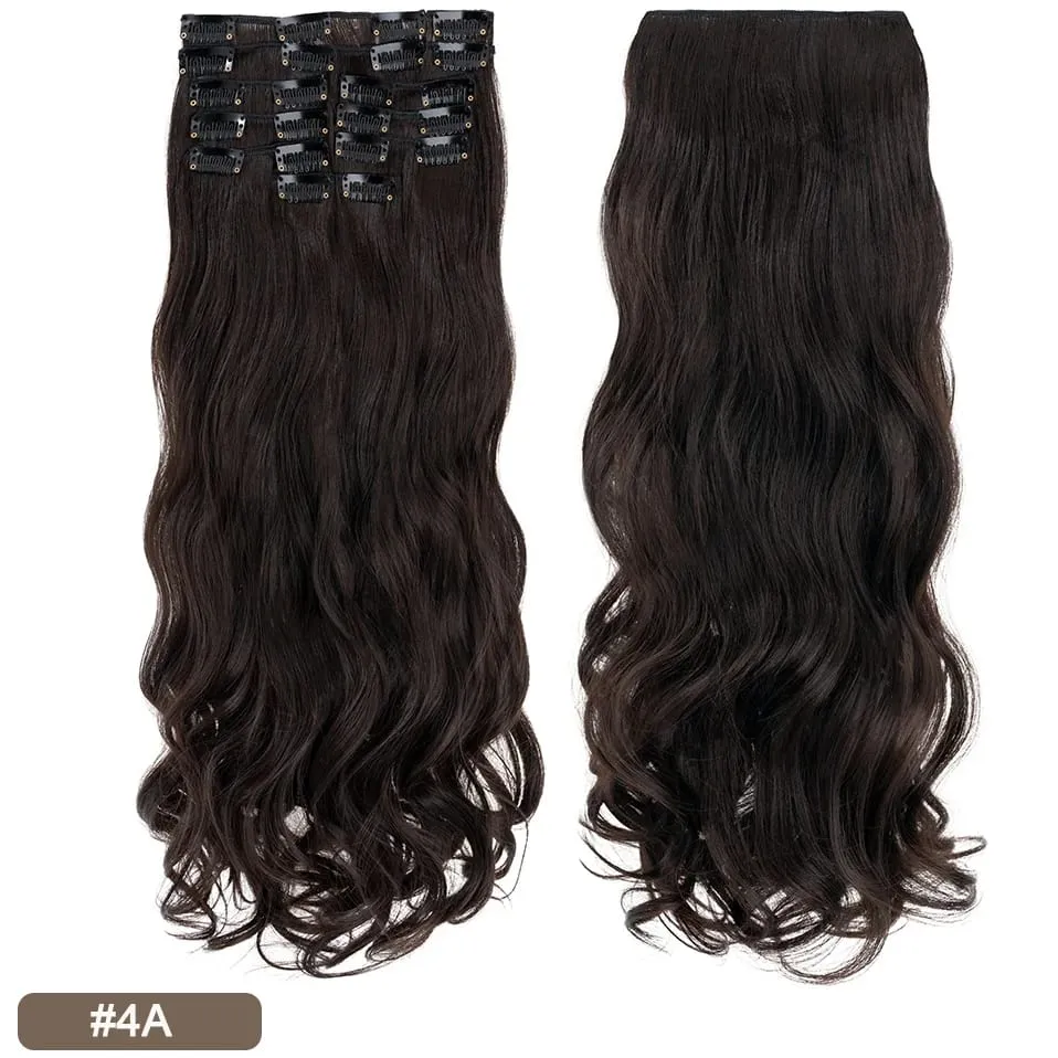 180g 12PCS Wavy Clip in Hair Extensions 22" Long Synthetic Thick Clip On Hair Extensions for Women Full Head Hairpiece