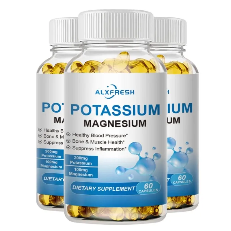 Capsule di potassio e magnesio per la bellezza, la salute, la qualità del sonno, il fitness veloce, i crampi muscolari ossei e l'immunità cellulare cardiovascolare