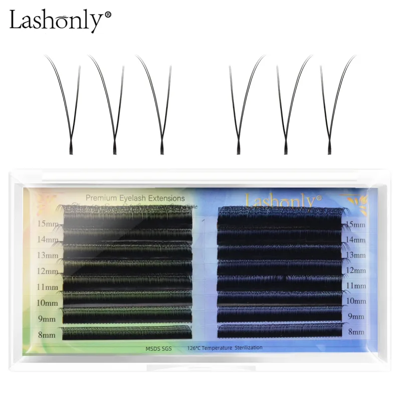 Lashonly Fox YY Faux Mink Eyelash Extensions 16 Lines Soft Natural Premium Flat Root Mesh Net Cross Flying YY Lashes for Fox Eye