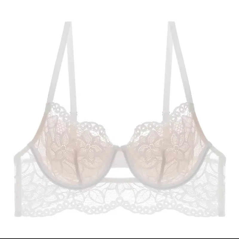 Sheer Mesh Bra Large Bust Minimizer Ultra Thin See Through Underwire Anti Sagging Push Up Sexy Lingerie Set Women S-XL MOYISU AB