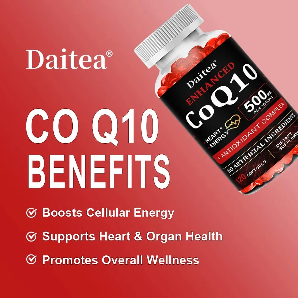 Hochabsorbierendes CoQ10 500 mg – für Herzgesundheit und Energieproduktion – verbesserte CoQ10-Nahrungsergänzungsmittel mit Coenzym Q10