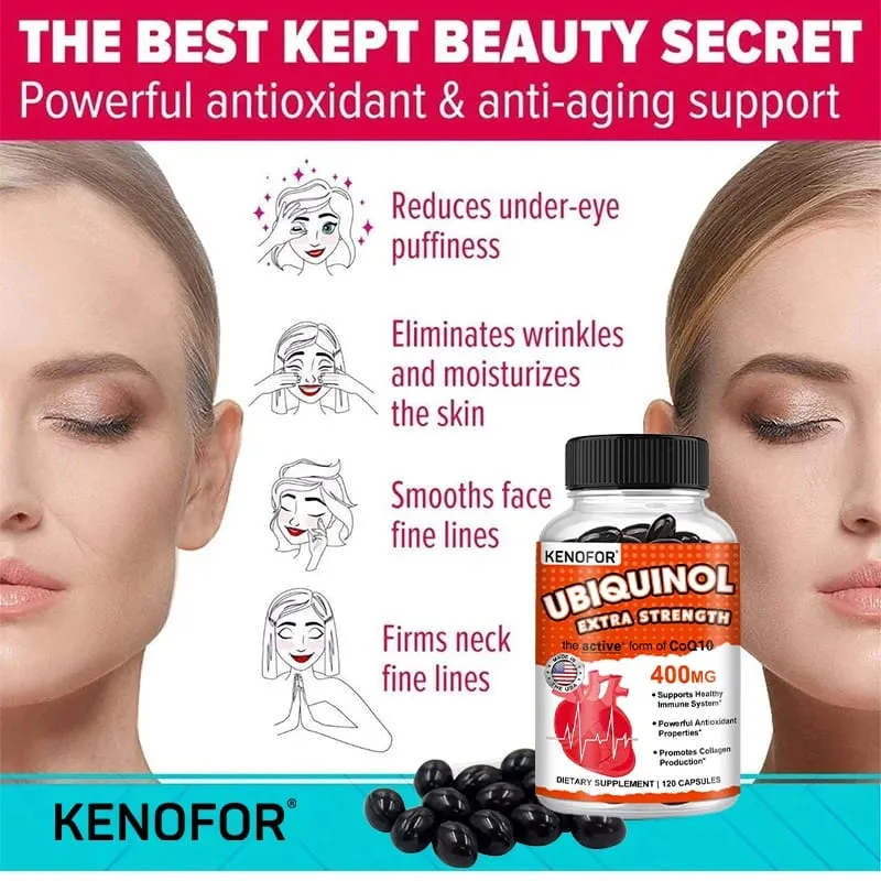 Ubiquinol CoQ10 400 mg Softgel Antioxidant - Superior Absorption Active Form Immune and Skin Support