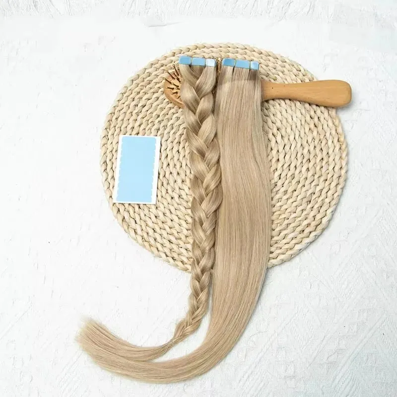 Tape in Hair Extensions Human Hair Blonde Seamless Tape Hair Extensions 4x0.8cm Skin Weft PU Tape On Hair 20PCS 12"-20"