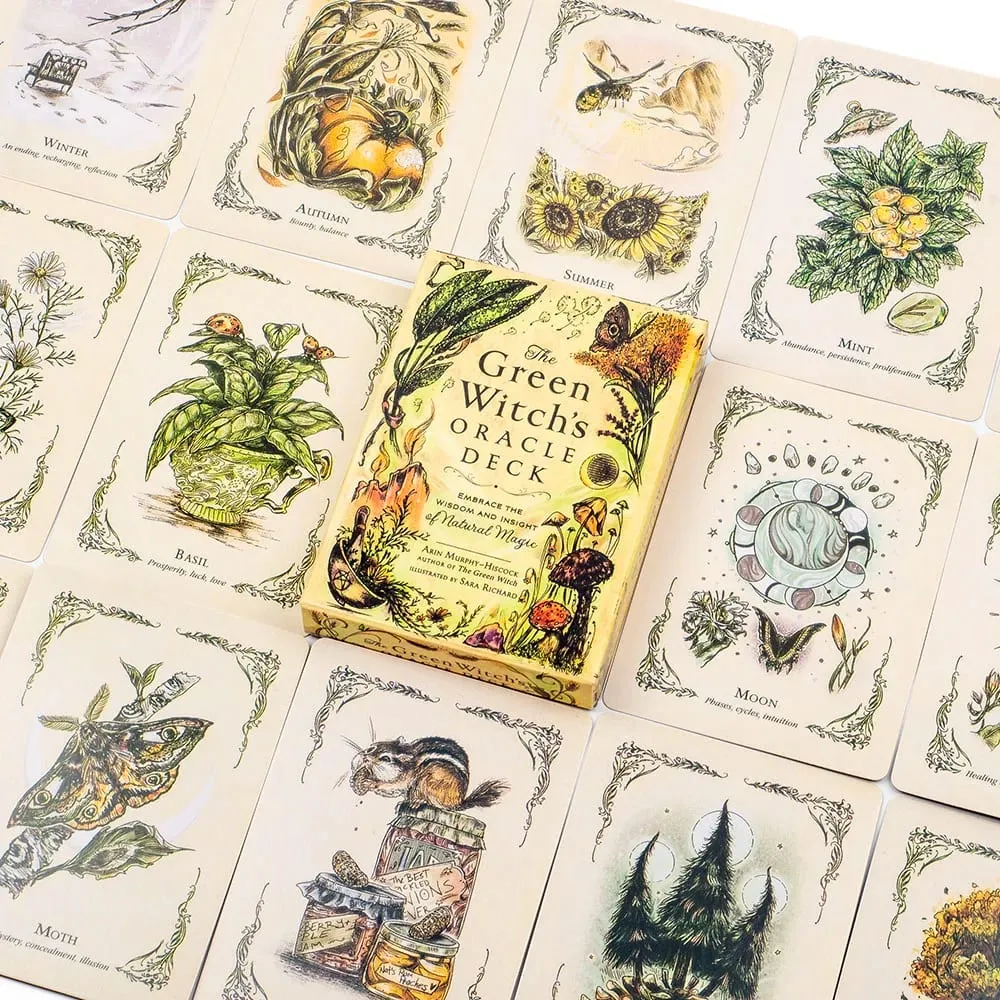 50Pcs Oracle Deck Set ng Green Witch - Mga Tabletop na Card para sa Mga Panggrupong Party Games Precognition at Divination 10.3x7.3cm