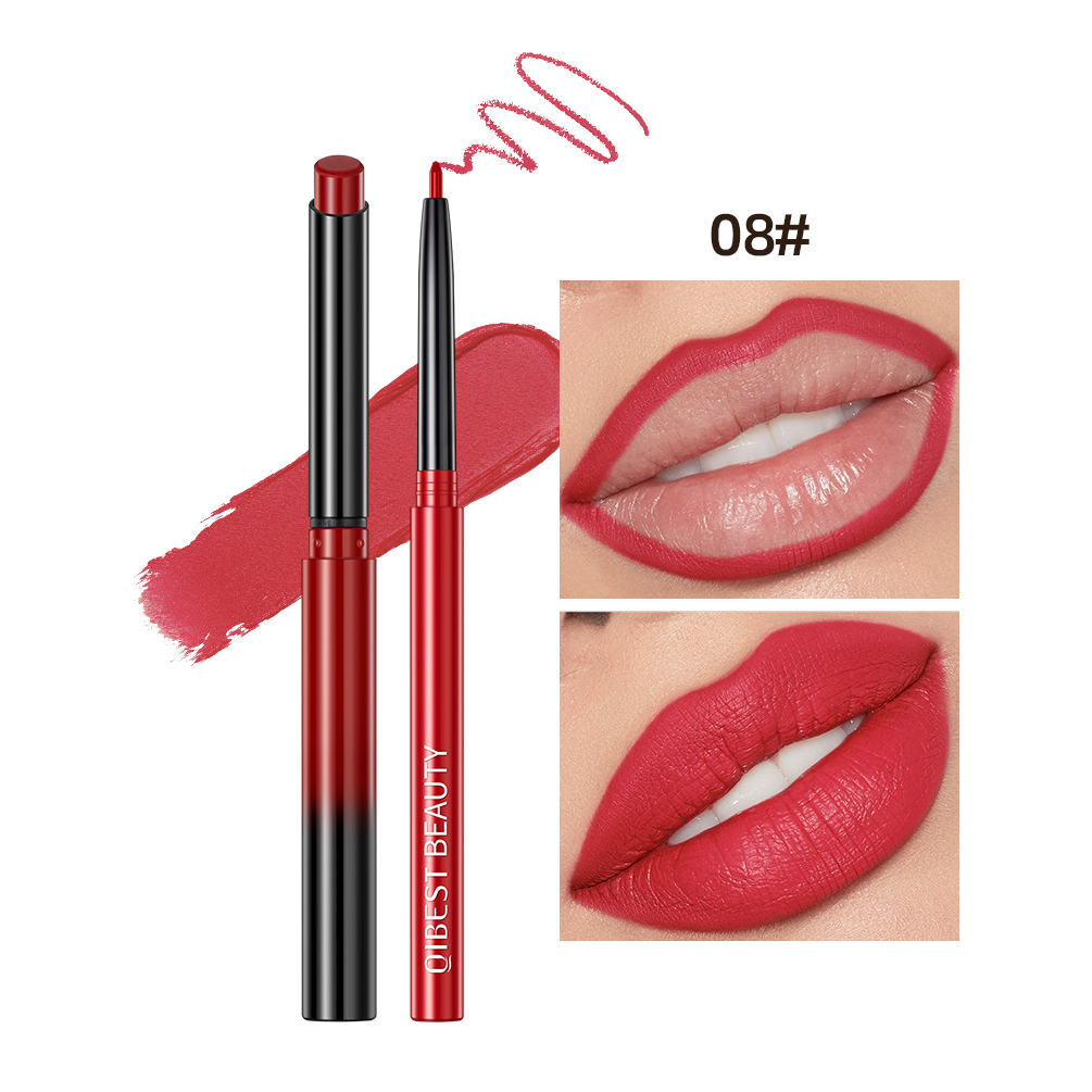 Set Pena Lipliner Lipstik 2 Buah Kosmetik Kontur Pensil Lip Liner Beludru Matte Kosmetik Tahan Lama Stik Bibir Merah Seksi