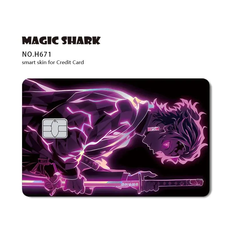 Magic Shark 2026 New Hot Demon Slayers Anime Shinny Holographic Laser Skin Cover Sticker Film for Debit Credit Bank Card