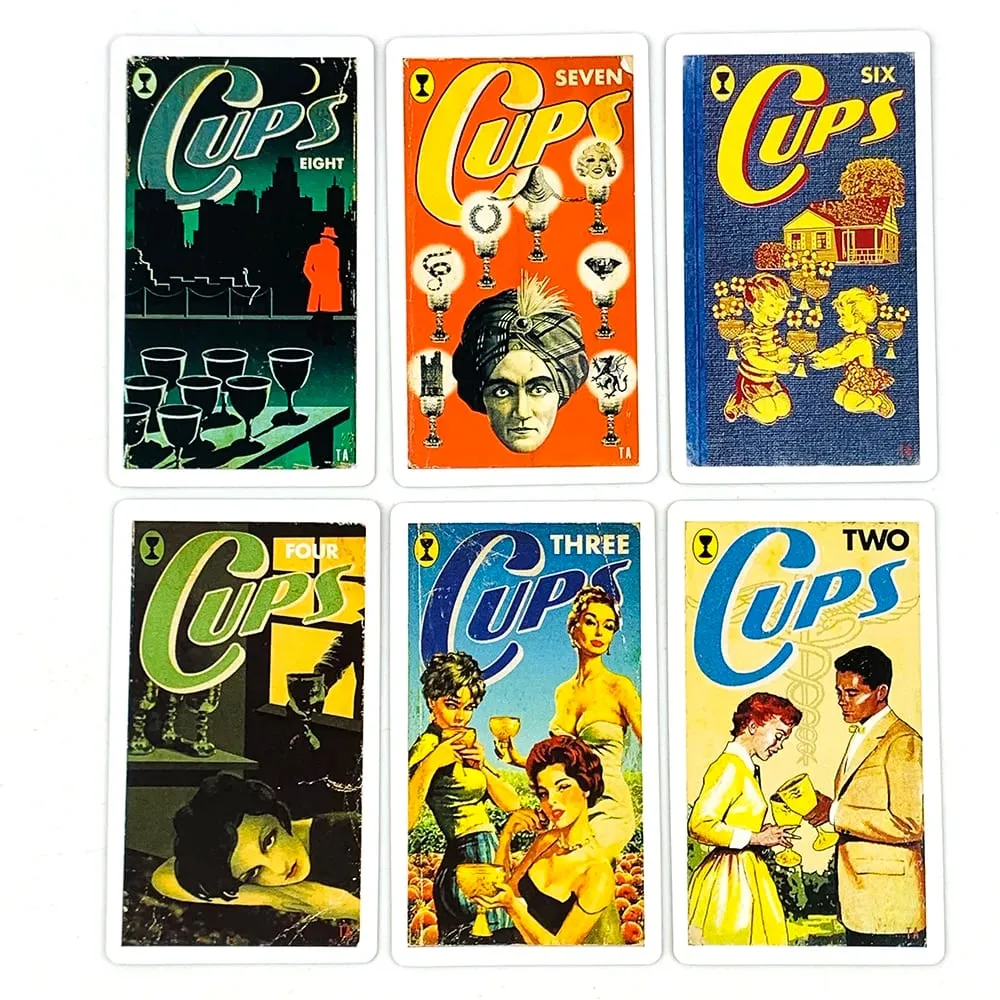 12×7cm The Pulp Tarot Cards 78 Cards Magazines Themed Tarot Card Deck With Guide Book For Beginners Divination & Party Games