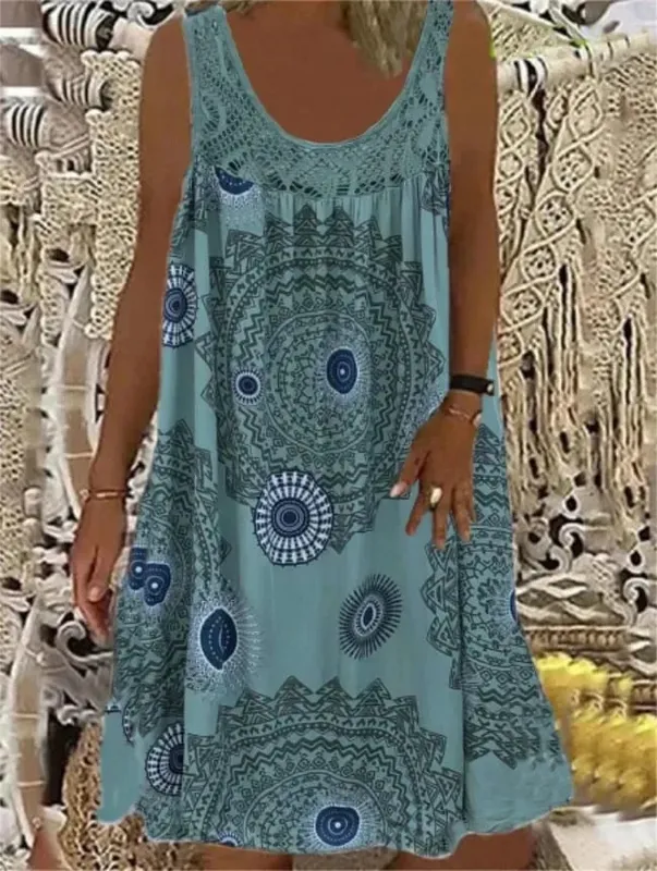 Women's S-5XL size Digital printed off shoulder sexy camisole loose fitting dress lace casual dress summer dress