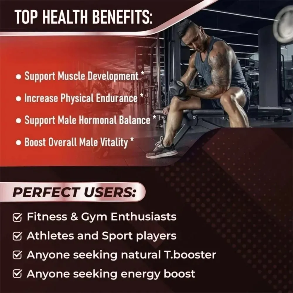 Men's Health Supplements - Natural Nergizer Improve Performance Energy Endurance Muscle Mass Improve Balance Hormones