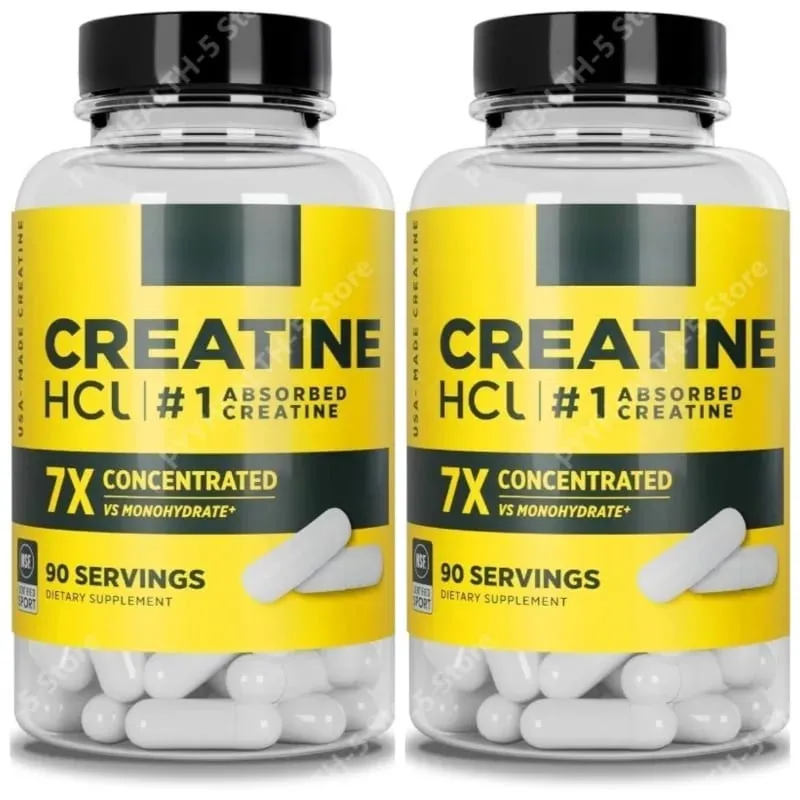 Creatine HCl Capsules Muscle Cognitive Cellular Energy Support | No Bloating or Cramps Creatine Pills (90 Capsules)