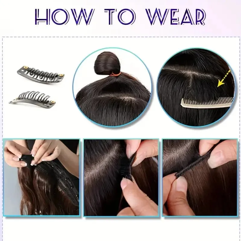 24Inch Synthetic 6pcs/set Long Straight Clip-in Hair Extension Heat Resistant Fiber Hair for Women Hair Accessories