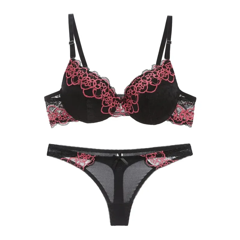 high-end brand New Arrival lace bra set push up underwear set women panties thin thick cup hollow lace intimates bras lingerie