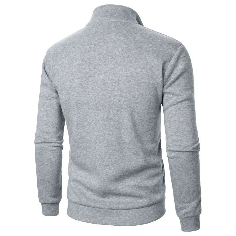Men's Zip Turn Down Collar Sweatshirts Spring Male Solid Color Loose Pullover Coats BSD-ZW160