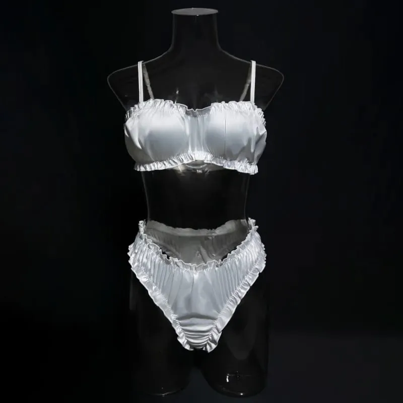 Ensemble de Lingerie froncé minimaliste, soutien-gorge et culotte Sexy de couleur unie, confortable, à porter au quotidien, sous-vêtements pour femmes, Style INS, ensemble de soutien-gorge élégant