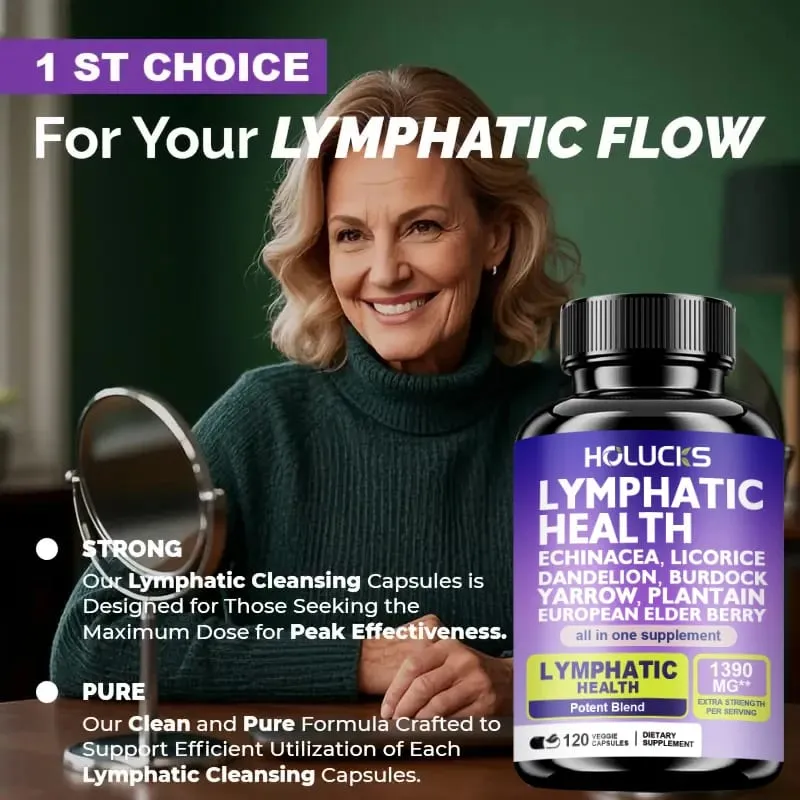Lymphatic Capsules 1300mg Supplement Support Aids Lipedema Hormone Balance Natural Detox for Clear Skin & Vitality