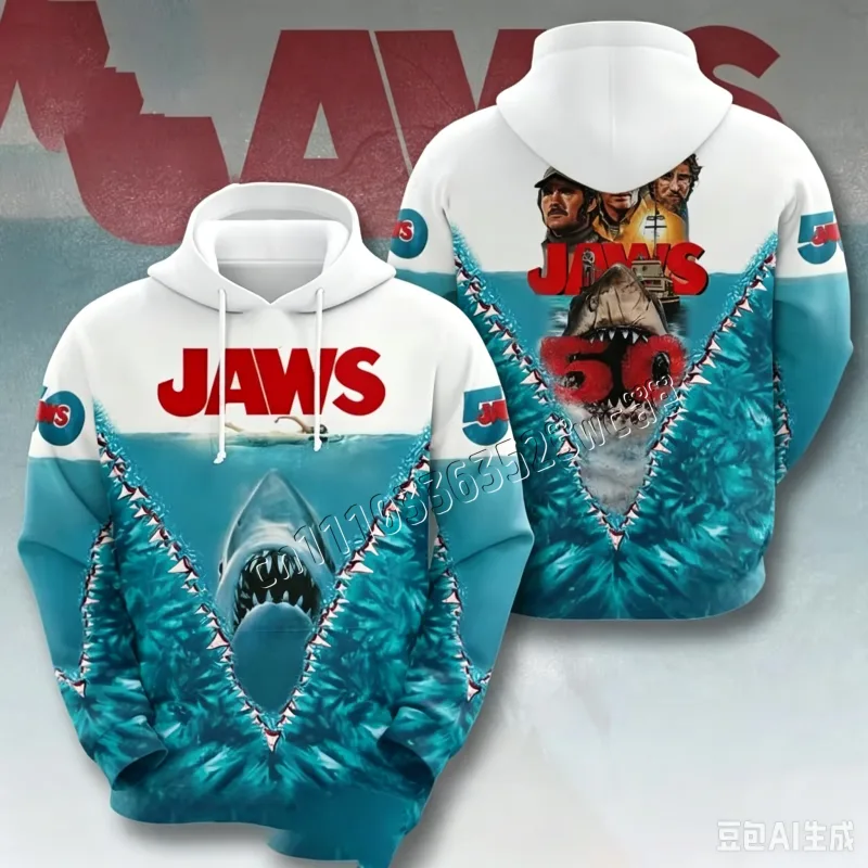 2026/27 Men Hoodies Jaws Horror Film Hoodie Men Women Fashion Hoodies Casual Hoodie Sweatshirt Shark Coat Sudadera Men Clothing