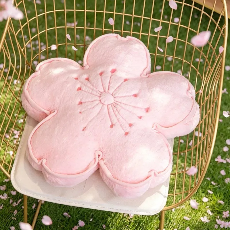 Cherry Blossom Plush Pillow Flower Stuffed Cushion Squishy Sofa Cushion Home Decor Toy Afternoon Nap Pillow Birthday Gifts