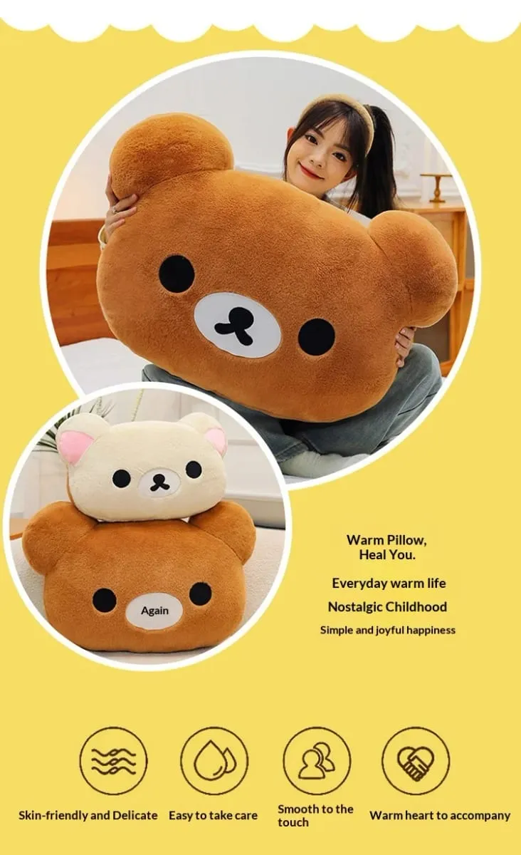 Best-Selling 40cm Kawaii Rilakkuma Plush Warm Hand Pillow Cartoon Bear Peluche Stuffed Toy Desk Decoration Item Cute Gift Toys