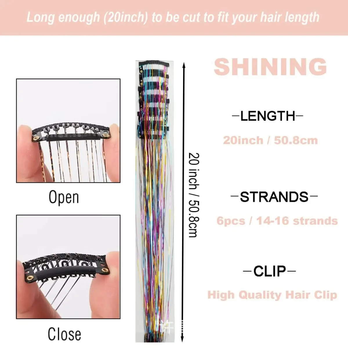Clip hair synthetic 12-pack BB clip laser gold silk shiny wig tinsel hair women's highlighting color hair extension
