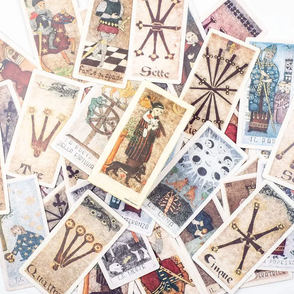 11*5.5cm 78-Card Deck Italian Hand-Painted Style Tarot Cards – La Corte Dei Tarocchi