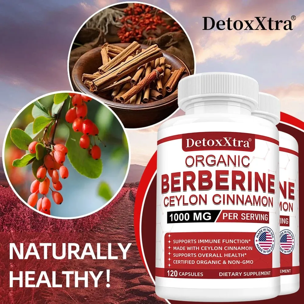 Berberine with Ceylon Cinnamon - Boosts Immunity Promotes Digestive Health Improves Bodily Functions Increases Energy Levels