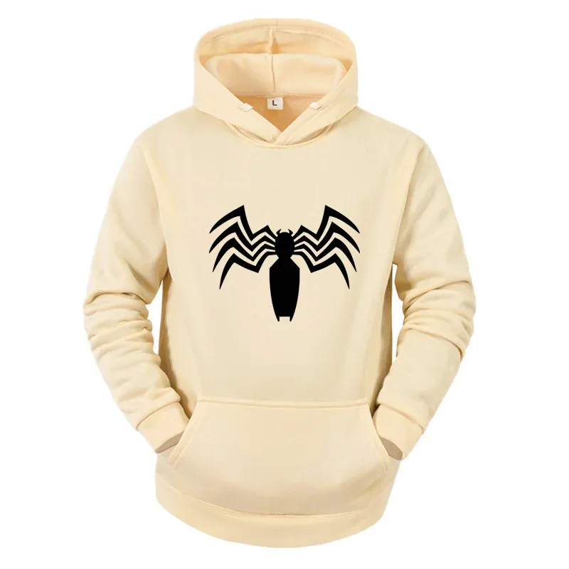 2026 Autumn and Winter New Men's Hoodie Street Fashion Spider Print Sportswear Women's Fleece Casual Fun Hoodie Men's Wear