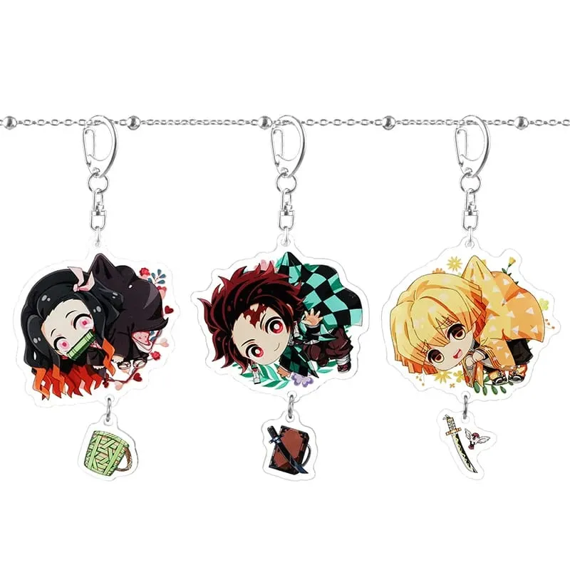 Hot Demon Slayer Tanjiro Kamado Acrylic Keychain Anime Peripherals Cute Cartoons Fashion Jewelry Backpack Pendant Christmas Gift