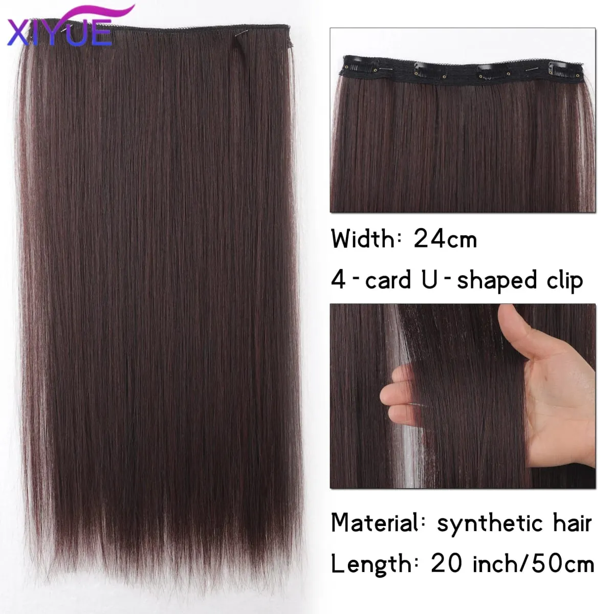 20 Zoll lange synthetische gerade Clip-in-Haarverlängerungen für Frauen – lebendige Farben, synthetische Fasern, einfach zu verwenden